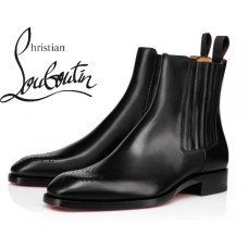 Christian Louboutin Angloma In Black Calf Flat Ankle Boots