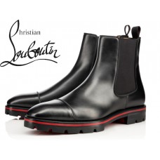 Christian Louboutin Melon In Black Calf Flat Ankle Boots