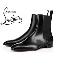 Christian Louboutin Roadie In Black Leather Flat Ankle Boots