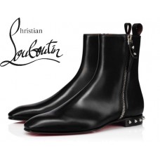 Christian Louboutin Roadirik In Black Calf Flat Ankle Boots