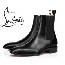 Christian Louboutin Samson In Black Leather Flat Ankle Boots