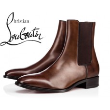 Christian Louboutin Flat Samson In Havane Leather Ankle Boots