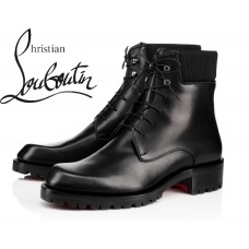 Christian Louboutin 20 mm Trapman In Black Leather Flat Ankle Boots