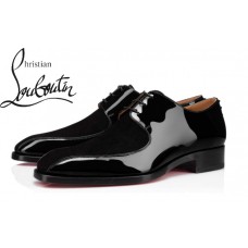 Christian Louboutin Marco Spikes In Black Calf Flat Derby