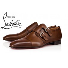 Christian Louboutin Mortimer In Brown Calf Flat Derby