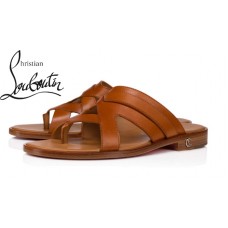 Christian Louboutin Sinouhe In Brown Calf Flat Espadrilles & Sandals