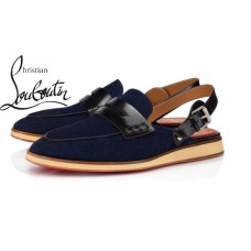 Christian Louboutin Tricoto In Blue Calf Flat Espadrilles & Sandals