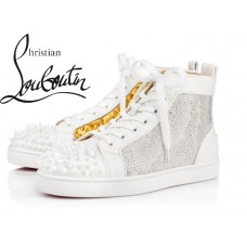 Christian Louboutin No Limit 018 In White Calf Flat High Tops