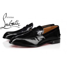 Christian Louboutin No Penny In Black Calf Flat Loafers