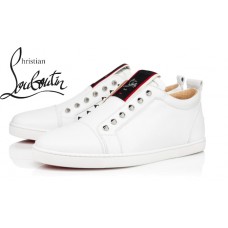 Christian Louboutin F.A.V Fique A Vontade In White Calf Flat Low Tops