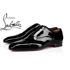 Christian Louboutin Alpha Male In Black Patent Leather Flat Oxfords