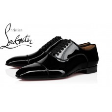 Christian Louboutin Greggo In Black Patent Leather Flat Oxfords