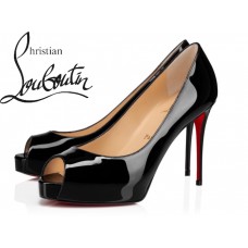 Christian Louboutin New Very Prive 100 mm Black Patent Leather Platforms