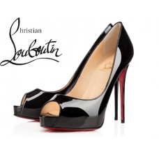 Christian Louboutin New Very Prive 120 mm Black Patent Leather Platforms