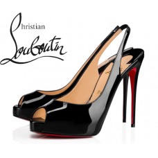 Christian Louboutin Private Number 120 mm Black Patent Leather Platforms