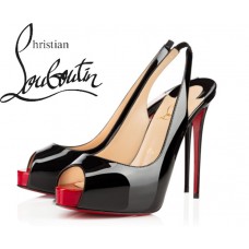 Christian Louboutin Private Number 120 mm Black/Red Patent Leather Platforms