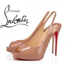 Christian Louboutin Private Number 120 mm Nude Patent Leather Platforms