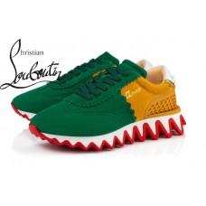 Christian Louboutin Loubishark In Multicolor Suede Flat Runners