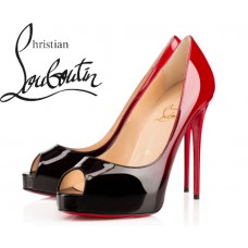 Christian Louboutin New Very Prive 120 mm Black/Red Patent Degrade Sandals