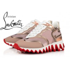 Christian Louboutin Sharkina In Brown Creative Fabric Flat Sneakers
