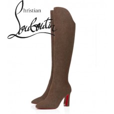 Christian Louboutin Eleonor Botta 85 mm Brown Veau Velours Tall Boots