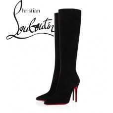 Christian Louboutin Kate Botta 100 mm Black Veau Velours Tall Boots