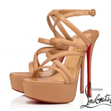 Christian Louboutin Cleissimo Alta 150 mm Nude Kid Leather Sandals