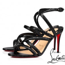 Christian Louboutin Cleissimo 85 mm Black Calfskin Leather Sandals