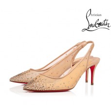 Christian Louboutin Follies Strass 70 mm Gold Fishment Leather Pumps